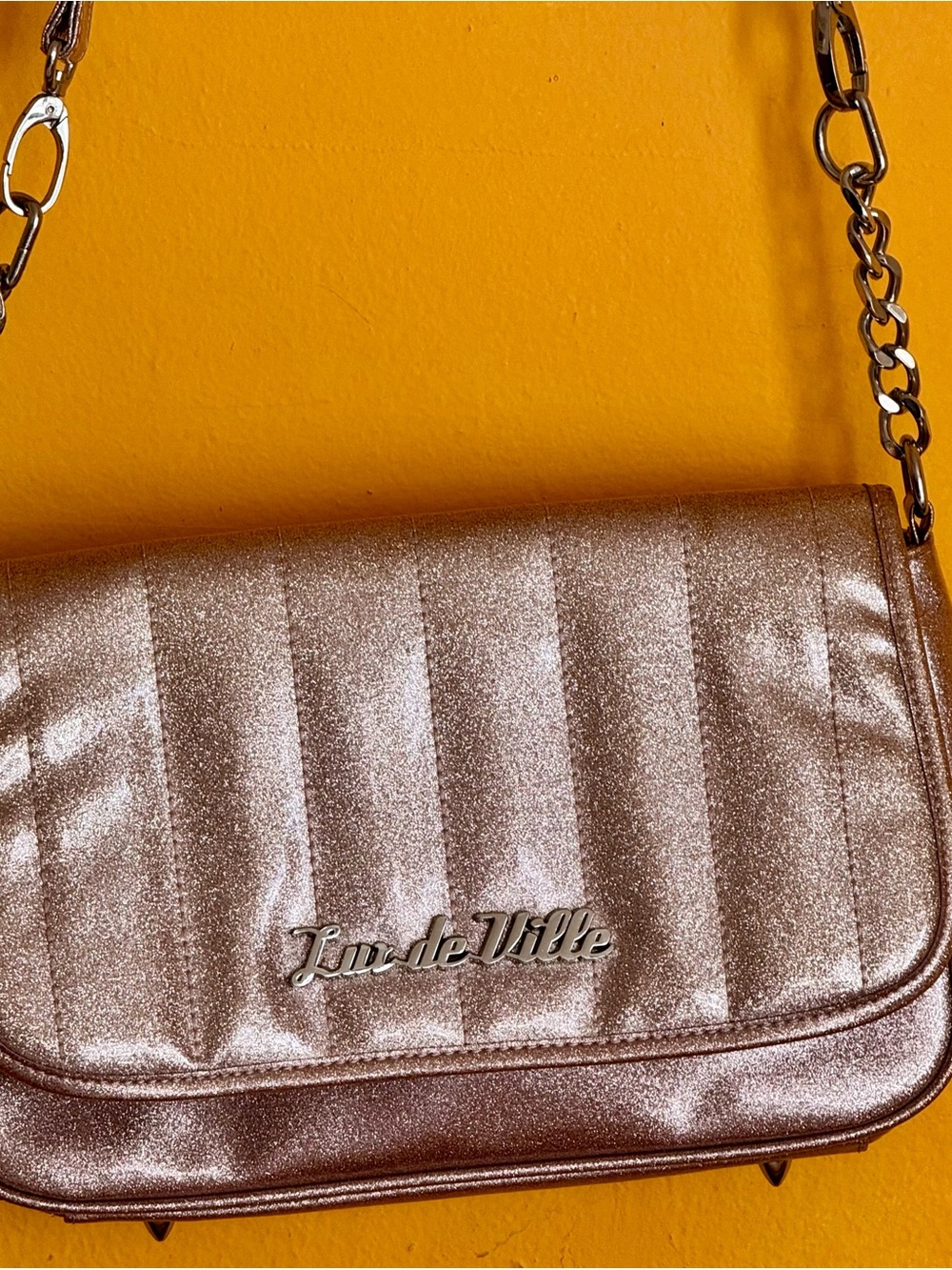 Lux de Ville Metallic Rose Gold Quilted Crossbody